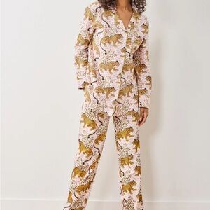 Print Fresh Bagheera Blush Long Pajamas Sleep Set Women's Cotton Sz Xs